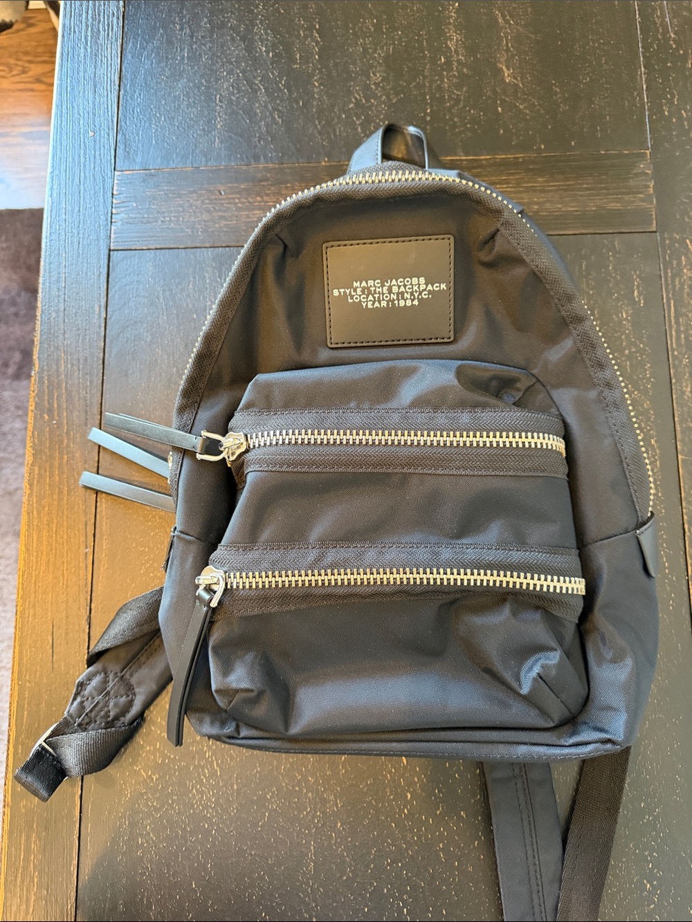 Marc Jacobs Black Nylon Mini Backpack with Silver Hardware